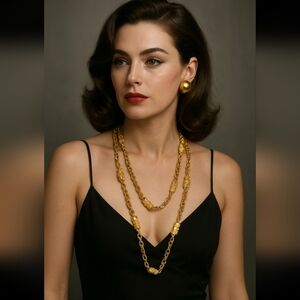 Judith Leiber 1970s Vintage Long Necklace | Rare Gold-Plated Collectible Chain